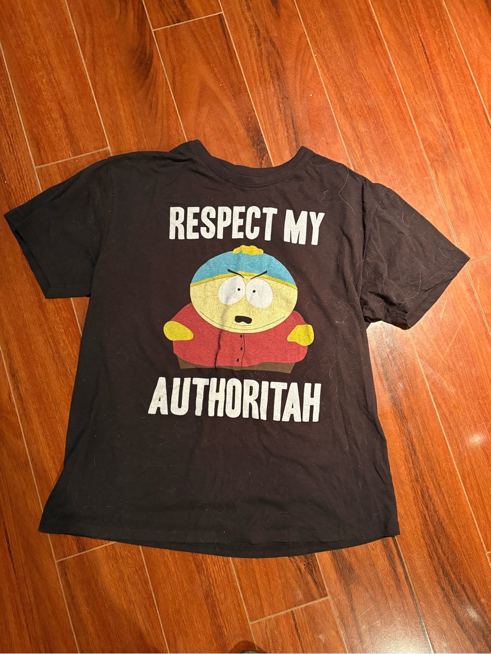 Black 'Respect My Authoritah' Graphic Tee featuring Cartoon Character